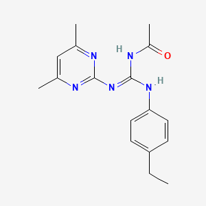 molecular formula C17H21N5O B6122790 N-{[(4,6-dimethyl-2-pyrimidinyl)amino][(4-ethylphenyl)amino]methylene}acetamide 