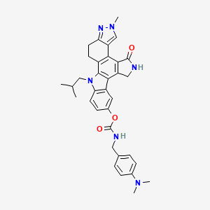 [19-methyl-3-(2-methylpropyl)-14-oxo-3,13,19,20-tetrazahexacyclo[14.7.0.02,10.04,9.011,15.017,21]tricosa-1(16),2(10),4(9),5,7,11(15),17,20-octaen-7-yl] N-[[4-(dimethylamino)phenyl]methyl]carbamate