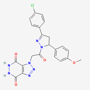 molecular formula C22H18ClN7O4 B6122820 1-{2-[3-(4-chlorophenyl)-5-(4-methoxyphenyl)-4,5-dihydro-1H-pyrazol-1-yl]-2-oxoethyl}-1H-[1,2,3]triazolo[4,5-d]pyridazine-4,7-diol 
