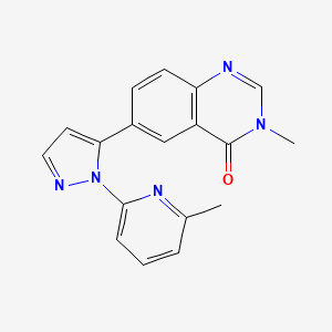 molecular formula C18H15N5O B612283 3-Methyl-6-[2-(6-methylpyridin-2-yl)pyrazol-3-yl]quinazolin-4-one CAS No. 1378524-25-4