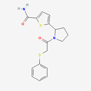 molecular formula C17H18N2O2S2 B6122868 5-{1-[(phenylthio)acetyl]-2-pyrrolidinyl}-2-thiophenecarboxamide 