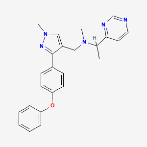 molecular formula C24H25N5O B6122885 N-methyl-N-{[1-methyl-3-(4-phenoxyphenyl)-1H-pyrazol-4-yl]methyl}-1-(4-pyrimidinyl)ethanamine 