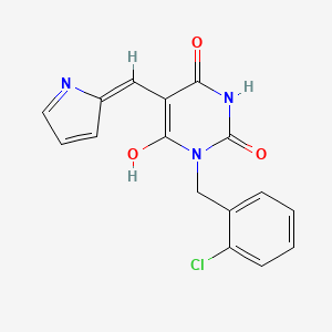 molecular formula C16H12ClN3O3 B6122903 1-(2-chlorobenzyl)-5-(1H-pyrrol-2-ylmethylene)-2,4,6(1H,3H,5H)-pyrimidinetrione 