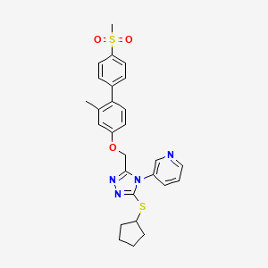molecular formula C27H28N4O3S2 B612292 3-(3-(环戊基硫基)-5-(((2-甲基-4'-(甲磺酰基)-[1,1'-联苯]-4-基)氧基)甲基)-4h-1,2,4-三唑-4-基)吡啶 CAS No. 1418013-75-8