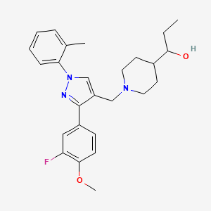 molecular formula C26H32FN3O2 B6122953 1-(1-{[3-(3-fluoro-4-methoxyphenyl)-1-(2-methylphenyl)-1H-pyrazol-4-yl]methyl}-4-piperidinyl)-1-propanol 