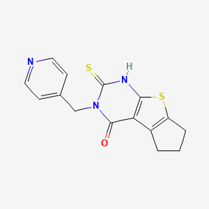 molecular formula C15H13N3OS2 B6123083 2-mercapto-3-(4-pyridinylmethyl)-3,5,6,7-tetrahydro-4H-cyclopenta[4,5]thieno[2,3-d]pyrimidin-4-one 