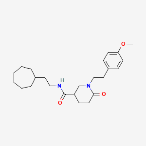 molecular formula C24H36N2O3 B6123090 N-(2-cycloheptylethyl)-1-[2-(4-methoxyphenyl)ethyl]-6-oxo-3-piperidinecarboxamide 