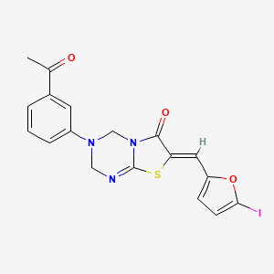 molecular formula C18H14IN3O3S B6123111 3-(3-acetylphenyl)-7-[(5-iodo-2-furyl)methylene]-3,4-dihydro-2H-[1,3]thiazolo[3,2-a][1,3,5]triazin-6(7H)-one 