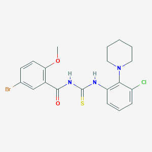 5-bromo-N-({[3-chloro-2-(1-piperidinyl)phenyl]amino}carbonothioyl)-2-methoxybenzamide