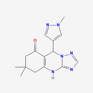 molecular formula C15H18N6O B6123130 6,6-dimethyl-9-(1-methyl-1H-pyrazol-4-yl)-5,6,7,9-tetrahydro[1,2,4]triazolo[5,1-b]quinazolin-8(4H)-one 