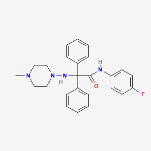 molecular formula C25H27FN4O B6123134 N-(4-fluorophenyl)-2-[(4-methyl-1-piperazinyl)amino]-2,2-diphenylacetamide 