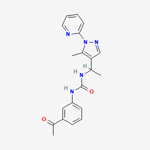molecular formula C20H21N5O2 B6123165 N-(3-acetylphenyl)-N'-{1-[5-methyl-1-(2-pyridinyl)-1H-pyrazol-4-yl]ethyl}urea 