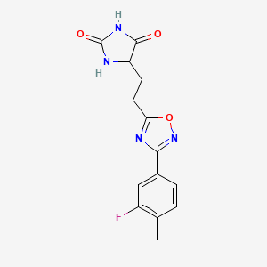 molecular formula C14H13FN4O3 B6123172 5-{2-[3-(3-fluoro-4-methylphenyl)-1,2,4-oxadiazol-5-yl]ethyl}-2,4-imidazolidinedione 