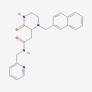 molecular formula C23H24N4O2 B6123179 2-[1-(2-naphthylmethyl)-3-oxo-2-piperazinyl]-N-(2-pyridinylmethyl)acetamide 