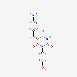 molecular formula C22H23N3O4 B6123228 5-[4-(diethylamino)benzylidene]-1-(4-methoxyphenyl)-2,4,6(1H,3H,5H)-pyrimidinetrione 