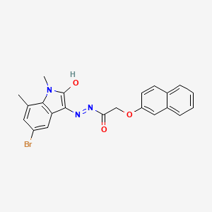 molecular formula C22H18BrN3O3 B6123240 N'-(5-bromo-1,7-dimethyl-2-oxo-1,2-dihydro-3H-indol-3-ylidene)-2-(2-naphthyloxy)acetohydrazide 
