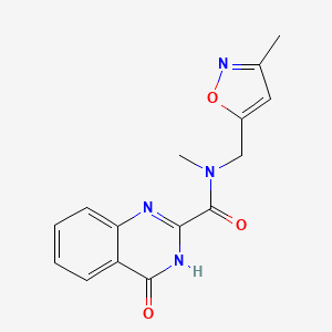 molecular formula C15H14N4O3 B6123248 N-methyl-N-[(3-methyl-5-isoxazolyl)methyl]-4-oxo-3,4-dihydro-2-quinazolinecarboxamide 