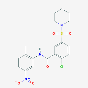 molecular formula C19H20ClN3O5S B6123252 2-chloro-N-(2-methyl-5-nitrophenyl)-5-(1-piperidinylsulfonyl)benzamide 