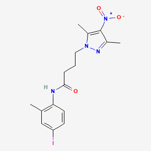 molecular formula C16H19IN4O3 B6123265 4-(3,5-dimethyl-4-nitro-1H-pyrazol-1-yl)-N-(4-iodo-2-methylphenyl)butanamide 