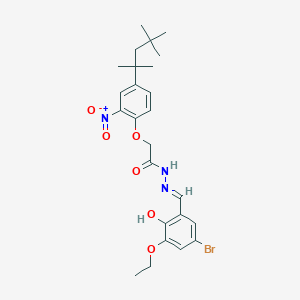 molecular formula C25H32BrN3O6 B6123286 N'-(5-bromo-3-ethoxy-2-hydroxybenzylidene)-2-[2-nitro-4-(1,1,3,3-tetramethylbutyl)phenoxy]acetohydrazide 