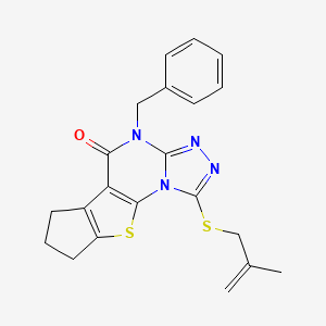 molecular formula C21H20N4OS2 B6123357 4-benzyl-1-[(2-methyl-2-propen-1-yl)thio]-7,8-dihydro-6H-cyclopenta[4,5]thieno[3,2-e][1,2,4]triazolo[4,3-a]pyrimidin-5(4H)-one 