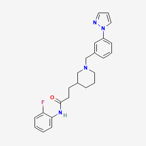 molecular formula C24H27FN4O B6123381 N-(2-fluorophenyl)-3-{1-[3-(1H-pyrazol-1-yl)benzyl]-3-piperidinyl}propanamide 