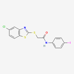 molecular formula C15H10ClIN2OS2 B6123407 2-[(5-chloro-1,3-benzothiazol-2-yl)thio]-N-(4-iodophenyl)acetamide 