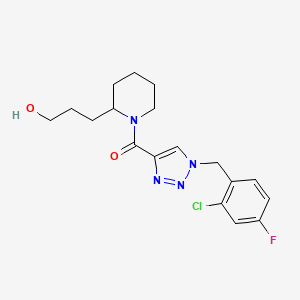 molecular formula C18H22ClFN4O2 B6123434 3-(1-{[1-(2-chloro-4-fluorobenzyl)-1H-1,2,3-triazol-4-yl]carbonyl}-2-piperidinyl)-1-propanol 
