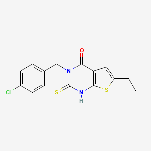 molecular formula C15H13ClN2OS2 B6123467 3-(4-chlorobenzyl)-6-ethyl-2-mercaptothieno[2,3-d]pyrimidin-4(3H)-one 
