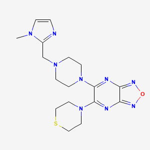 molecular formula C17H23N9OS B6123517 5-{4-[(1-methyl-1H-imidazol-2-yl)methyl]-1-piperazinyl}-6-(4-thiomorpholinyl)[1,2,5]oxadiazolo[3,4-b]pyrazine 