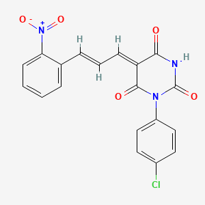 molecular formula C19H12ClN3O5 B6123553 1-(4-chlorophenyl)-5-[3-(2-nitrophenyl)-2-propen-1-ylidene]-2,4,6(1H,3H,5H)-pyrimidinetrione 