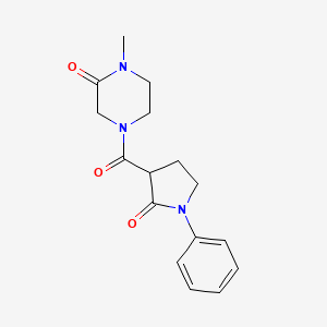 molecular formula C16H19N3O3 B6123556 1-methyl-4-[(2-oxo-1-phenyl-3-pyrrolidinyl)carbonyl]-2-piperazinone 