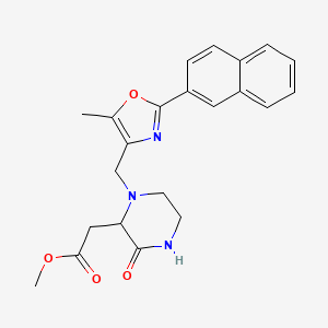 molecular formula C22H23N3O4 B6123564 methyl (1-{[5-methyl-2-(2-naphthyl)-1,3-oxazol-4-yl]methyl}-3-oxo-2-piperazinyl)acetate 