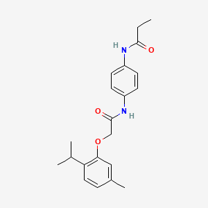 molecular formula C21H26N2O3 B6123570 N-(4-{[2-(2-isopropyl-5-methylphenoxy)acetyl]amino}phenyl)propanamide 