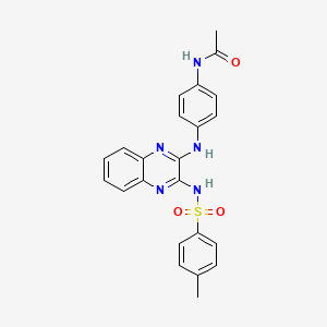 molecular formula C23H21N5O3S B6123613 N-{4-[(3-{[(4-methylphenyl)sulfonyl]amino}-2-quinoxalinyl)amino]phenyl}acetamide 