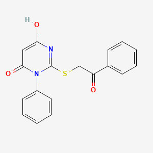 molecular formula C18H14N2O3S B6123635 6-hydroxy-2-[(2-oxo-2-phenylethyl)thio]-3-phenyl-4(3H)-pyrimidinone 