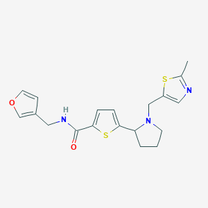 molecular formula C19H21N3O2S2 B6123638 N-(3-furylmethyl)-5-{1-[(2-methyl-1,3-thiazol-5-yl)methyl]-2-pyrrolidinyl}-2-thiophenecarboxamide 