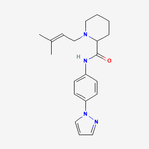 molecular formula C20H26N4O B6123646 1-(3-methyl-2-buten-1-yl)-N-[4-(1H-pyrazol-1-yl)phenyl]-2-piperidinecarboxamide 