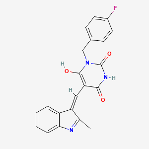 molecular formula C21H16FN3O3 B6123659 1-(4-fluorobenzyl)-5-[(2-methyl-1H-indol-3-yl)methylene]-2,4,6(1H,3H,5H)-pyrimidinetrione 