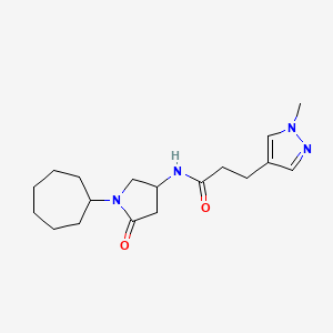 N-(1-cycloheptyl-5-oxo-3-pyrrolidinyl)-3-(1-methyl-1H-pyrazol-4-yl)propanamide