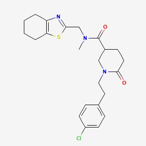 molecular formula C23H28ClN3O2S B6123721 1-[2-(4-chlorophenyl)ethyl]-N-methyl-6-oxo-N-(4,5,6,7-tetrahydro-1,3-benzothiazol-2-ylmethyl)-3-piperidinecarboxamide 