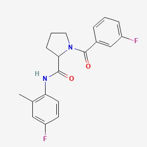 molecular formula C19H18F2N2O2 B6123753 1-(3-fluorobenzoyl)-N-(4-fluoro-2-methylphenyl)prolinamide 