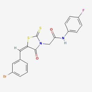 molecular formula C18H12BrFN2O2S2 B6123756 2-[5-(3-bromobenzylidene)-4-oxo-2-thioxo-1,3-thiazolidin-3-yl]-N-(4-fluorophenyl)acetamide 