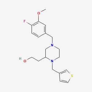 molecular formula C19H25FN2O2S B6123777 2-[4-(4-fluoro-3-methoxybenzyl)-1-(3-thienylmethyl)-2-piperazinyl]ethanol 