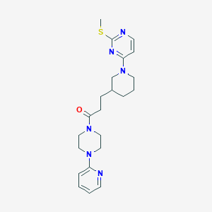 molecular formula C22H30N6OS B6123779 2-(methylthio)-4-(3-{3-oxo-3-[4-(2-pyridinyl)-1-piperazinyl]propyl}-1-piperidinyl)pyrimidine 