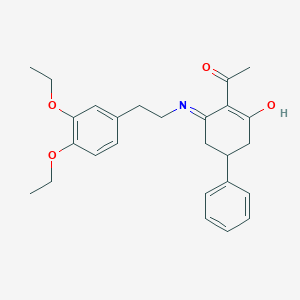 molecular formula C26H31NO4 B6123797 2-acetyl-3-{[2-(3,4-diethoxyphenyl)ethyl]amino}-5-phenylcyclohex-2-en-1-one 