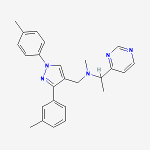 N-methyl-N-{[3-(3-methylphenyl)-1-(4-methylphenyl)-1H-pyrazol-4-yl]methyl}-1-(4-pyrimidinyl)ethanamine