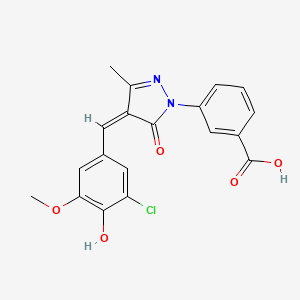 molecular formula C19H15ClN2O5 B6123806 3-[4-(3-chloro-4-hydroxy-5-methoxybenzylidene)-3-methyl-5-oxo-4,5-dihydro-1H-pyrazol-1-yl]benzoic acid 