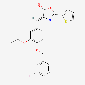 molecular formula C23H18FNO4S B6123829 4-{3-ethoxy-4-[(3-fluorobenzyl)oxy]benzylidene}-2-(2-thienyl)-1,3-oxazol-5(4H)-one 