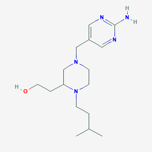 molecular formula C16H29N5O B6123858 2-[4-[(2-amino-5-pyrimidinyl)methyl]-1-(3-methylbutyl)-2-piperazinyl]ethanol 